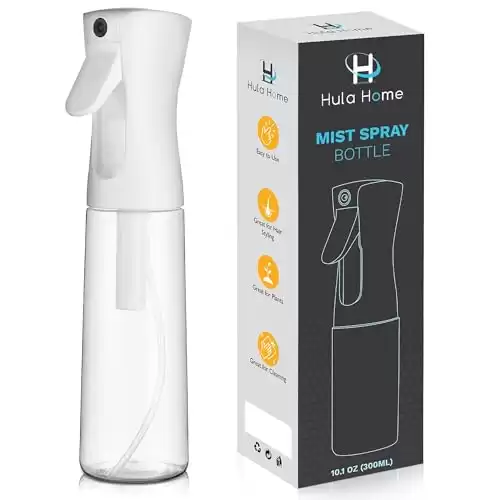 Hula Home Spray Bottle for Hair (10.1oz/300ml) - Powered by Flairosol® Spray Technology - Continuous Ultra Fine Mist Sprayer For Hairstyling, Cleaning, Salons, Plants, Essential Oil & More - Whit...