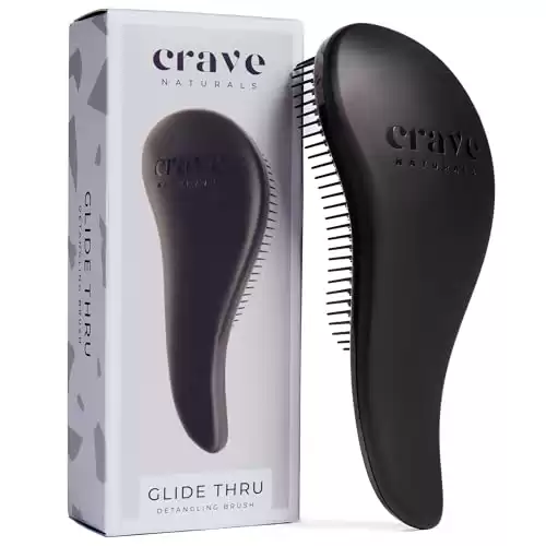 Crave Naturals Glide Thru Detangling Brush for Adults & Kids Hair, Detangling Brush for Black Natural Hair, Curly, Straight, Wet, Dry, Hairbrush for Men&Women, Little Girl Hair Accessories, 1p...