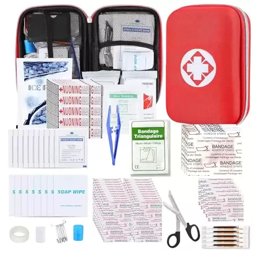 276PCS First Aid Kit Home Car Camping Hiking Emergency Supplies Small Compact Lovely Bag for School Outdoor, Basic Outdoor Essentials Survival Kit for Travel AMORNING