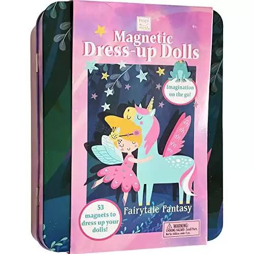 Hapinest Magnetic Dress Up Dolls for Girls, Magnet Dolls Dress Up, Pretend & Play Magnetic Travel Toys Tin Playset, Magnetic Doll Dress Up Kits for Girls Ages 4 5 6 7 Years and Up, Fairytale Fanta...