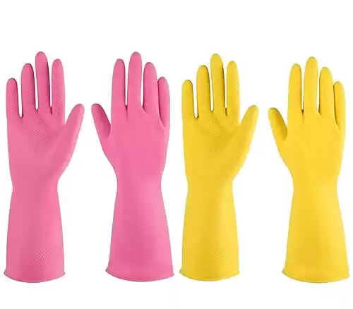 Rubber gloves dishwashing 2 or 4 Pairs for Kitchen,Cleaning gloves for household Reuseable.